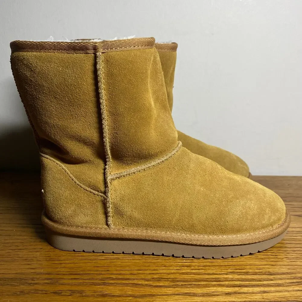 Koolaburra by UGG Kids' Koola Short Fur Lined Mid Calf Boots Tan Girls Size 2